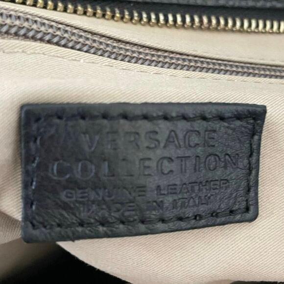 Authentic Versace Collection Pebbled Leather Chain Top Handle Bowler Bag Luxury - Picture 2 of 16